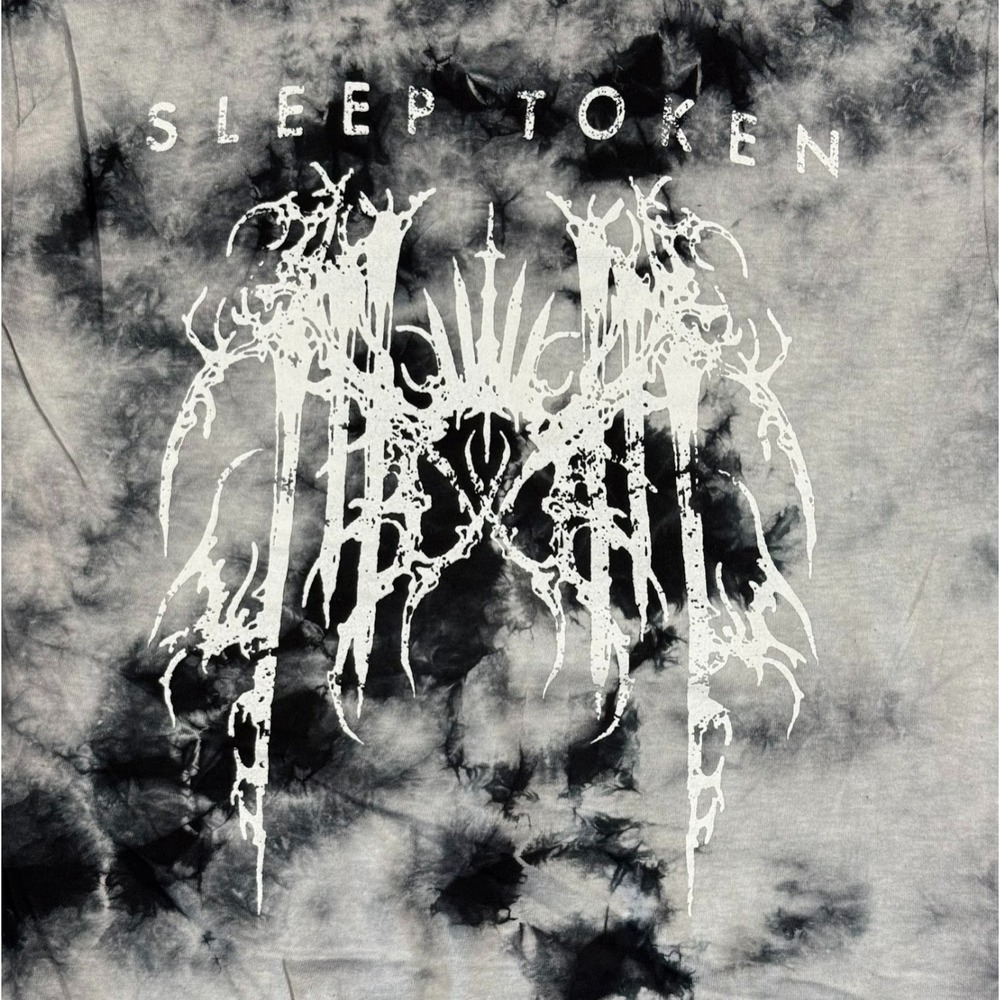 Sleep Token Tie Dye Graphic Band T Shirt Mens Medium Black Grey Metal Logo - Picture 2 of 6